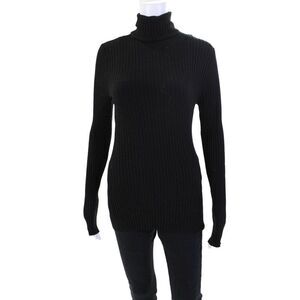 Amelia Toro Womens Ribbed Turtleneck Long Sleeve Pullover Sweater Top Black Sz S